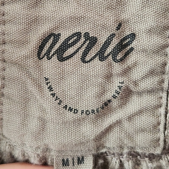 Aerie American Eagle Lumber Jane Waffle Polo Oversized Pullover Top Green Medium - Picture 2 of 8